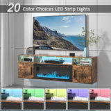 VENDORZ Floating TV Stand with Fireplace, 70" Floating Entertainment Center with 36" Fireplace, Wall Mounted Electric Fireplace TV Stand for Living Room Media Console with Storage Up to 80" TVs, Brown VENDORZ