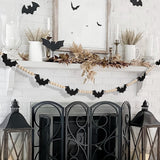 Halloween Decorations-Black Felt Bats Wood Beads Garland for Halloween Decorations Indoor- Farmhouse Felt Banner for Fireplace Mantel Walls FestalMart