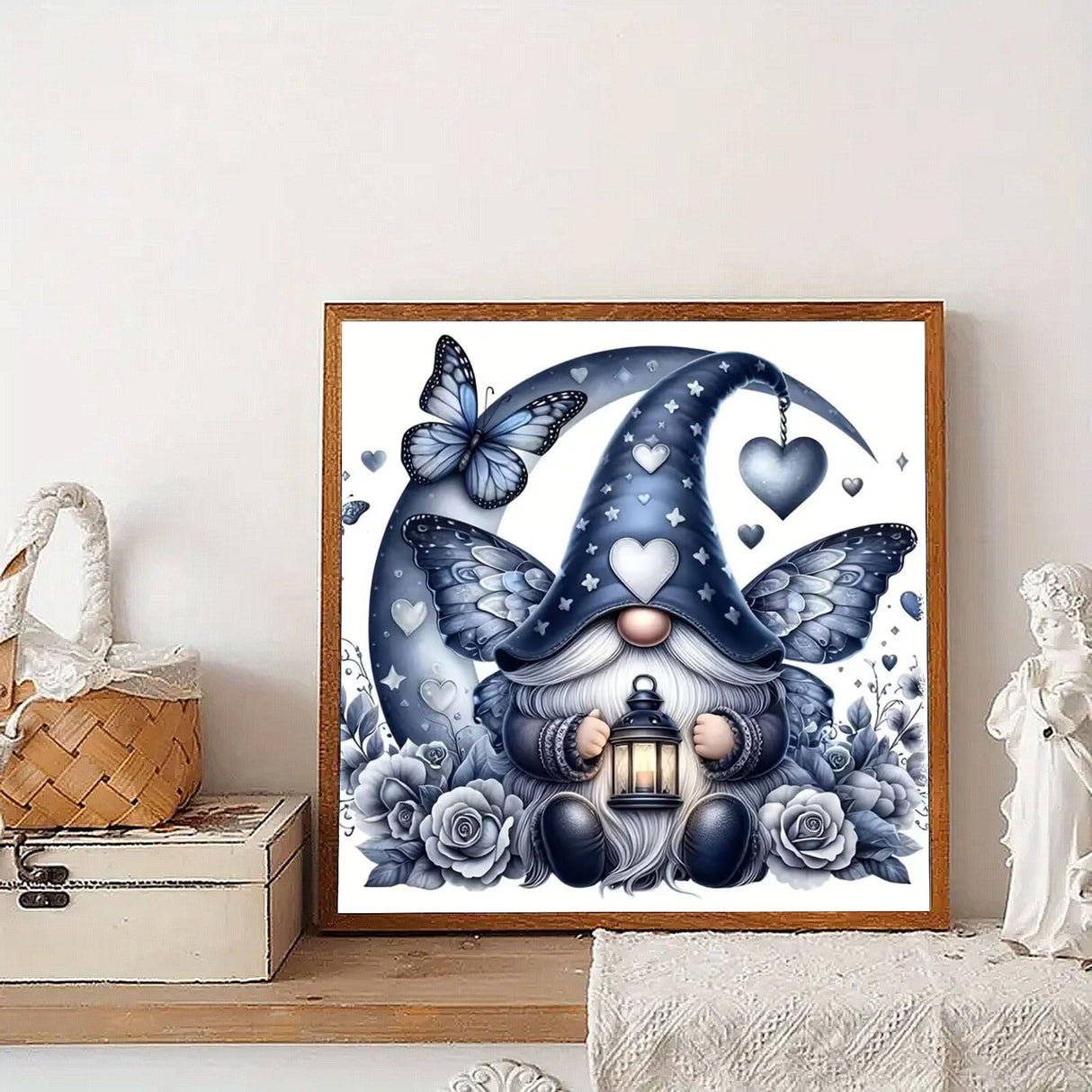 5D Gnome Diamond Art Kits for Adults, Full Round Drill Dot Flowers Diamond Painting Kits for Beginners Butterfly,DIY Gem Art and Crafts Paint by Diamonds Love Heart,Home Wall Decor 13.7X13.7Inch SJDIYSTORE