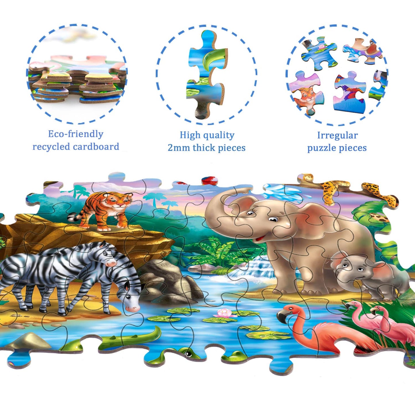 Puzzles for Kids Ages 4-8 – 2 x 60 Pieces Puzzles for Kids Ages 3-5 6-8 – Toy for Learning Ocean & Forest Animals – Educational Toys for Boy and Girl (2 Packs)