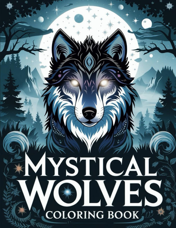 Wolves Coloring Book: Majestic Magical Stress Relief Wolf Coloring Pag ...