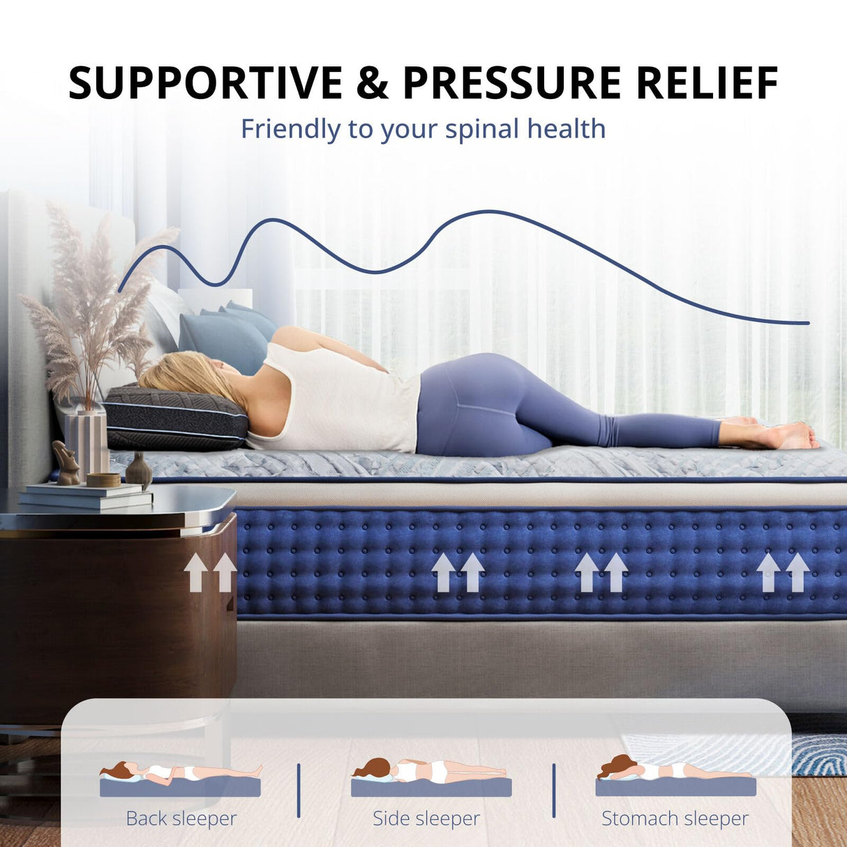 SynthoSpace Queen Mattress 12 Inch Queen Size Hybrid Mattress in a Box, Individual Pocket Springs for Motion Isolation & Pressure Relief, Enhanced Edge Support, Fiberglass Free, Medium, 60" x 80" SynthoSpace