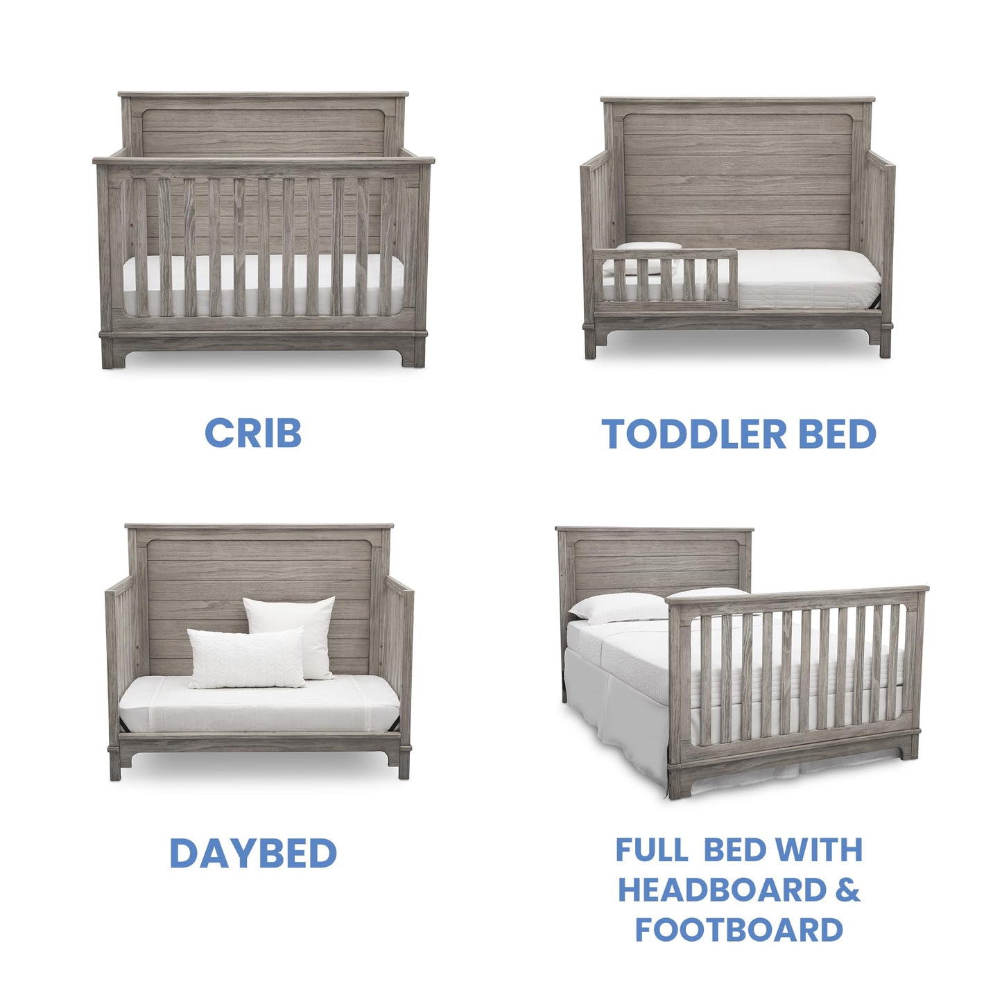 Delta Children Simmons Kids Slumbertime Monterey 4-in-1 Convertible Crib, Rustic White