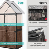 Sheds Outdoor Storage,Garden Shed with Metal Frame Structure and Adjustable Shelves,Large Capacity Storage Tool Cabinet Box for Backyard Garden Patio Lawn (Dark Brown) Suumerpety