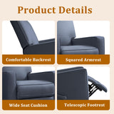 KeyEnergy Swivel Rocker Recliner Chair for Adults, High Back Fabric Recliner with Deep Seat, Manual Glider for Living Room & Nursery, Blue KeyEnergy