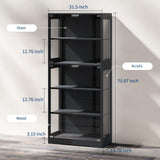 Glass Display Cabinet with Doors, 5 Tier Modern Curio Cabinet with RGB LED Lights, Tall Glass Showcase Storage Cabinet for Collectibles and Decor HarmoHaby