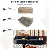 Merax Minimalist Curved Sectional Sofa with Five Throw Pillows, Chenille Upholstered Modular Sleeper Couch for Living Room, Bedroom, Guest Rooms, No Assembly Required, Navy Blue Merax