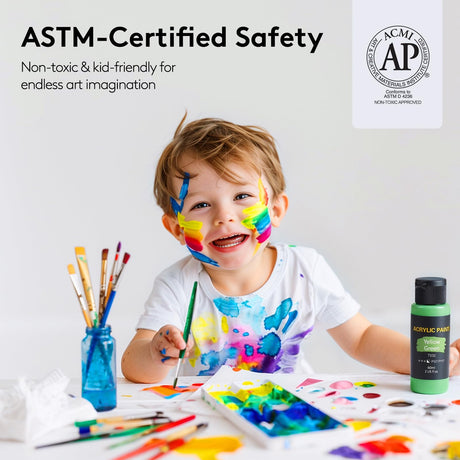 Acrylic Paint Set, 24 Colors (2 oz/Bottle) with 12 Art Brushes, Art Supplies for Painting Canvas, Wood, Ceramic & Fabric, Rich Pigments Lasting Quality for Beginners, Students & Professional Artist TMOL