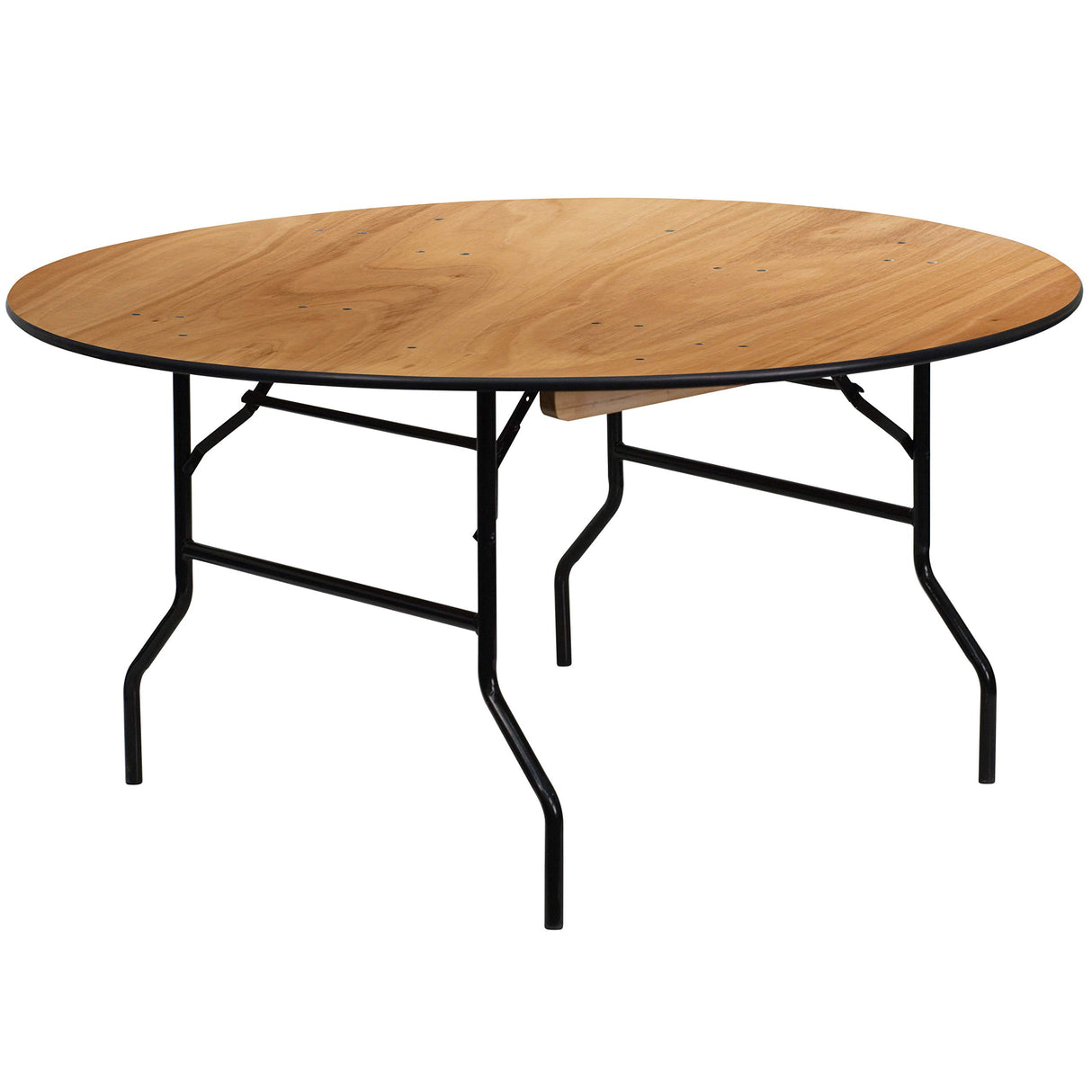 Flash Furniture Furman 5' Round All-Occasion Wood Folding Event Table, Foldable Round Portable Banquet Table with Wooden Top, Natural/Black Flash Furniture