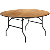 Flash Furniture Furman 5' Round All-Occasion Wood Folding Event Table, Foldable Round Portable Banquet Table with Wooden Top, Natural/Black Flash Furniture
