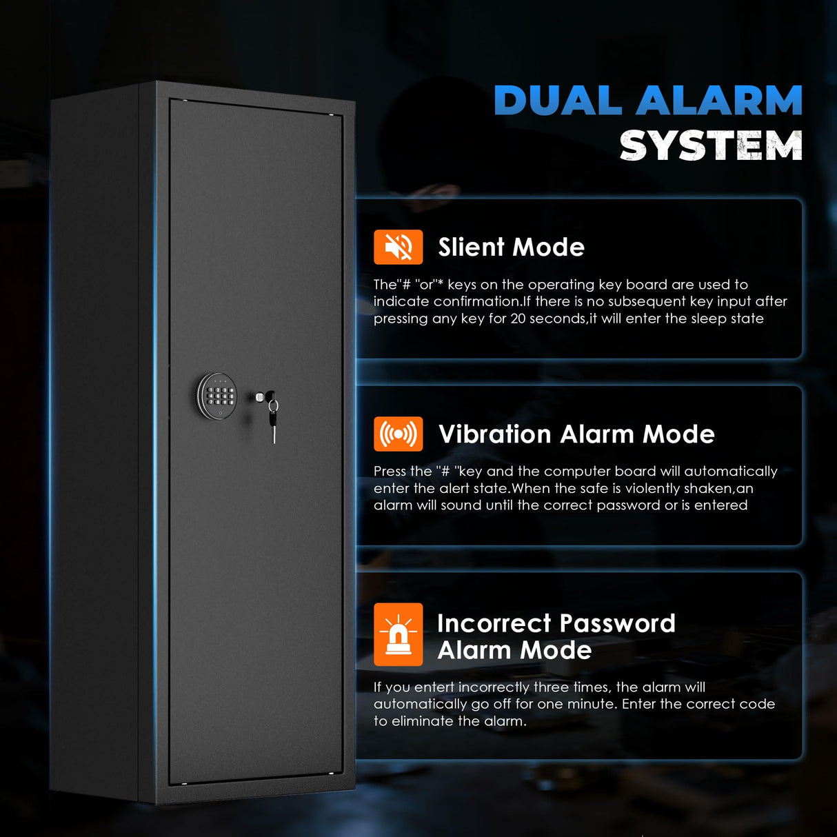 INTERGREAT 12-15 Gun Safe, Long Gun Safe for Rifle and Pistols, Large Gun Cabinet Safe with Removable Gun Racks, Digital Gun Cabinet with Multifunction Lock, 4 Pistol Pockets INTERGREAT