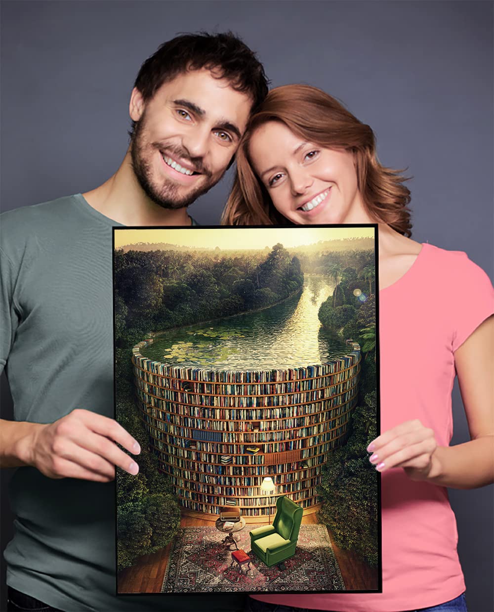 Jigsaw Puzzles for Adults, 1000 Pieces and up, Bookshelf Canal Puzzle, Books Library Challenging Funny Puzzles for Friends Family Activity Game Nights Gifts RECHIATO