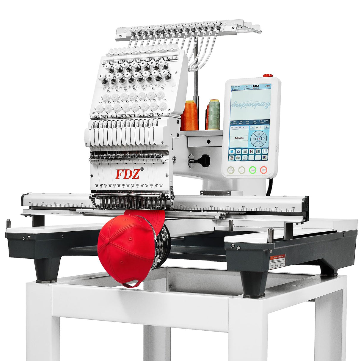 Embroidery Machine with 15 Needles,14"x20" Embroidery Area,1200SPM Max Speed,10In Touch Screen, capable of embroidering on 3D Caps, Flat, T-shirt and more，Wifi Available FDZ