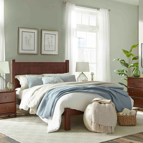 Grain Wood Furniture Shaker Solid Wood Panel Platform Bed, King Size, Cherry Grain Wood Furniture