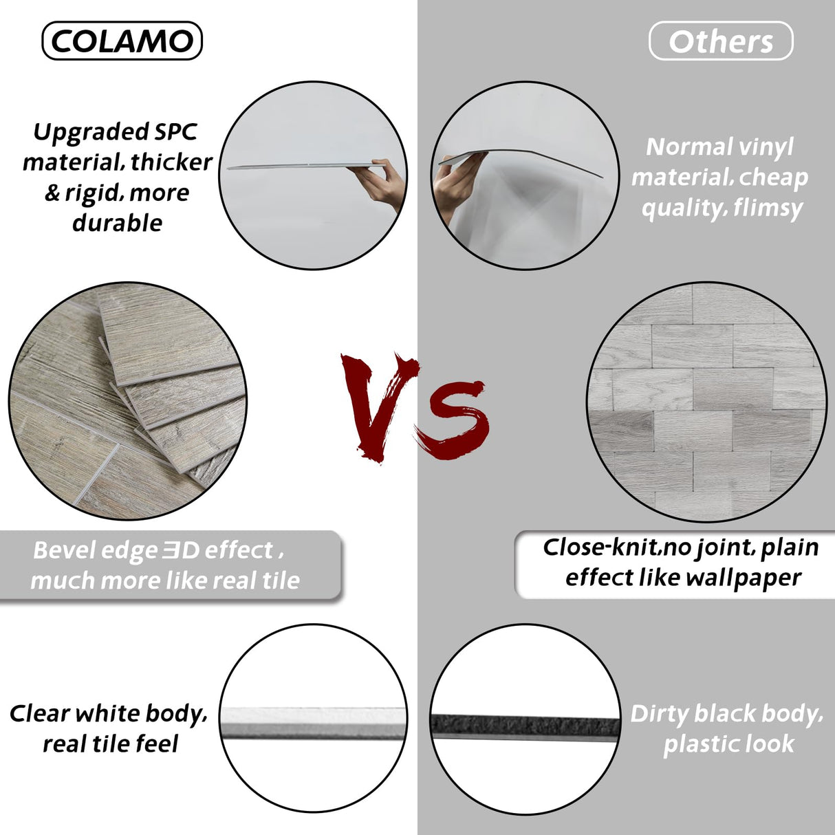 COLAMO Wood Look Tile Peel and Stick Backsplash,Thick Rigid Oak-Weathered Stick On Kitchen Backsplash,Adhesive Faux Shiplap Wood Panels for RV,Vanity,Accent Wall,Self Stick Wall Tile(24PCS) COLAMO