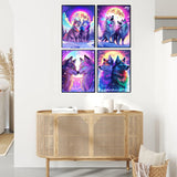 ZXQL 4 Pack Wolf Paint by Numbers Kit for Adults Beginners, 12" Wx16 L Paint by Numbers for Adults Rolled up Canvas for Painting Home Decor Creative Wall Art with Nice Gift Box ZXQL