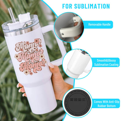 40oz Sublimation Tumbler With Handle And Straw Lid, Stanley Dupe 40oz Sublimation Tumbler With Removable Handle,Stainless Steel Double Wall Insulated Tumbler Blanks For Heat Transfer - WoodArtSupply