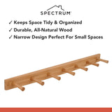 Spectrum Wall Mount 7-Peg Wood Rack (Bamboo) - Organizer for Bathroom, Kitchen, Laundry Room, Office, Garage, Classroom, & More / Hang Entryway Coats, Purses, Scarves, & Hats Spectrum