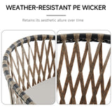 Thinlute Patio Dining Chairs Set of 4, Outdoor Rattan Wicker Chair with Armrest and Cushions, All-Weather Bistro Chairs with Curved Back for Garden, Backyard, Porch, Poolside, Deck, Gray Thinlute