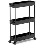 SPACEKEEPER Slim Rolling Storage Cart, 3 Tier Bathroom Storage Organizer Laundry Room Utility Cart Mobile Shelving Unit, Multi-Purpose for Kitchen Office Bathroom Laundry Narrow Places, Black SPACEKEEPER