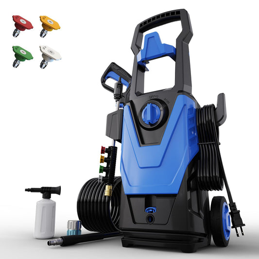 Zelonpro Electric Pressure Washer, 4500PSI 2.8 GPM Power Washer 2025 Upgraded with 55FT Cleaning Range, 4 Nozzles, Foam Cannon, High Pressure Cleaning Machine for Cars, Homes, Patios, Fences, Blue