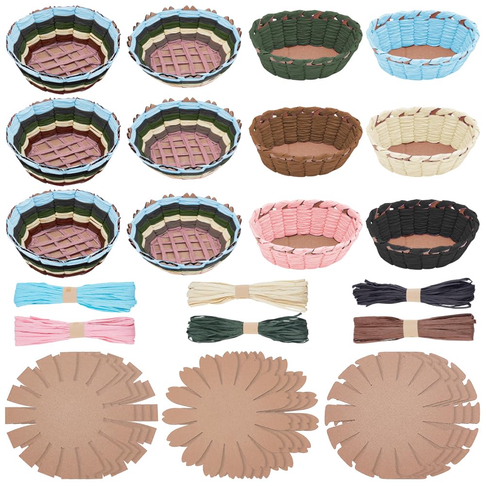 FREEBLOSS 12 Set Basket Weaving Kit 6 Colors Basket Making Kit for Beginners Creative Woven Bowl Raffia Basket Arts and Crafts Projects with Video Tutorial Easter Basket Activities for Easter Eggs FREEBLOSS