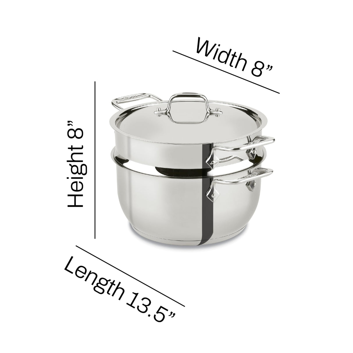All-Clad Specialty Stainless Steel Stockpot, Multi-Pot with Strainer 3 Piece, 5 Quart Induction Oven Broiler Safe 600F Strainer, Pasta Strainer with Handle, Pots and Pans Silver All-Clad
