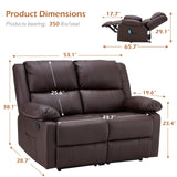 YODOLLA Loveseat Recliner with Heat&Massage Function, RV Couch Wall-Hugger Reclining Sofa Modern Manual Faux Leather Control, Home Theater Seating, Brown YODOLLA