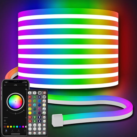 Led Neon Rope Lights 32.8Ft,Control with App/Remote,Flexible Led Rope Lights,Multiple Modes,IP65 Outdoor RGB Neon Lights Waterproof,Music Sync Gaming Led Neon Strip Lights for Bedroom Indoor Led Light AILBTON