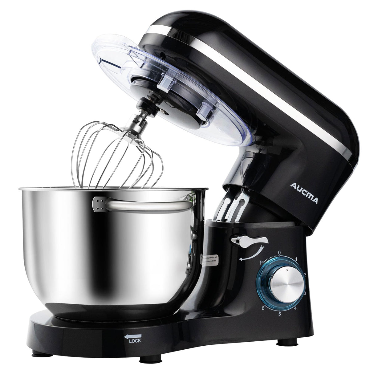 Aucma Stand Mixer,6.5-QT 660W 6-Speed Tilt-Head Food Mixer, Kitchen Electric Mixer with Dough Hook, Wire Whip & Beater (6.5QT, Black) Aucma