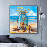 GXGLLPZBY 5D Diamond Painting Kits for Beginner, DIY Flower Ocean Theme Beach Diamond Art Kits for Adult, Suitability Full Round Diamond Dot Gem Art Kits, Home Wall Decoration 13.78x13.78 Inches GXGLLPZBY