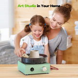 Alldeer Mini Pottery Wheel Kit - 6" Turntable Two-Way Rotation Clay Wheel, Metal Frame, Removable Splash Tray Ceramic Making Kit with 18PCS Sculpting Tools, Pottery DIY Machine for Kids and Beginners Alldeer