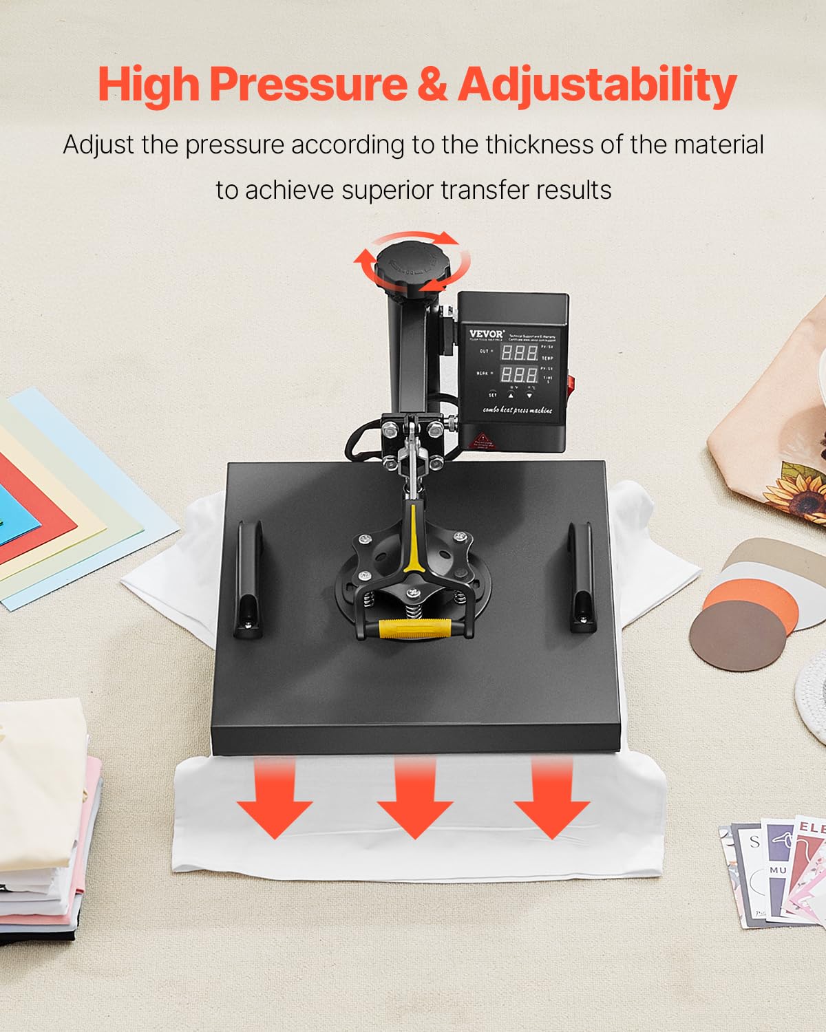 VEVOR 2 in 1 Heat Press Machine for T Shirts and Hats, 15x15 Inch Professional Swing Away Digital Tshirt Press Machine for Sublimation, Vinyl, Heat Transfer Projects VEVOR