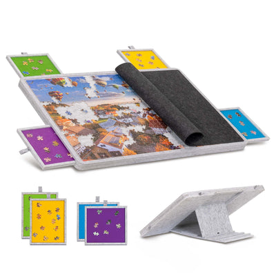 Becko US 1000 Pc Tilting Puzzle Board with 4 Colorful Drawers & Cover, Adjustable Puzzle Table With Built-in Easel Stand, Portable Boards With Puzzles Storage for Adults, for Jigsaw Puzzles 1000 Piece