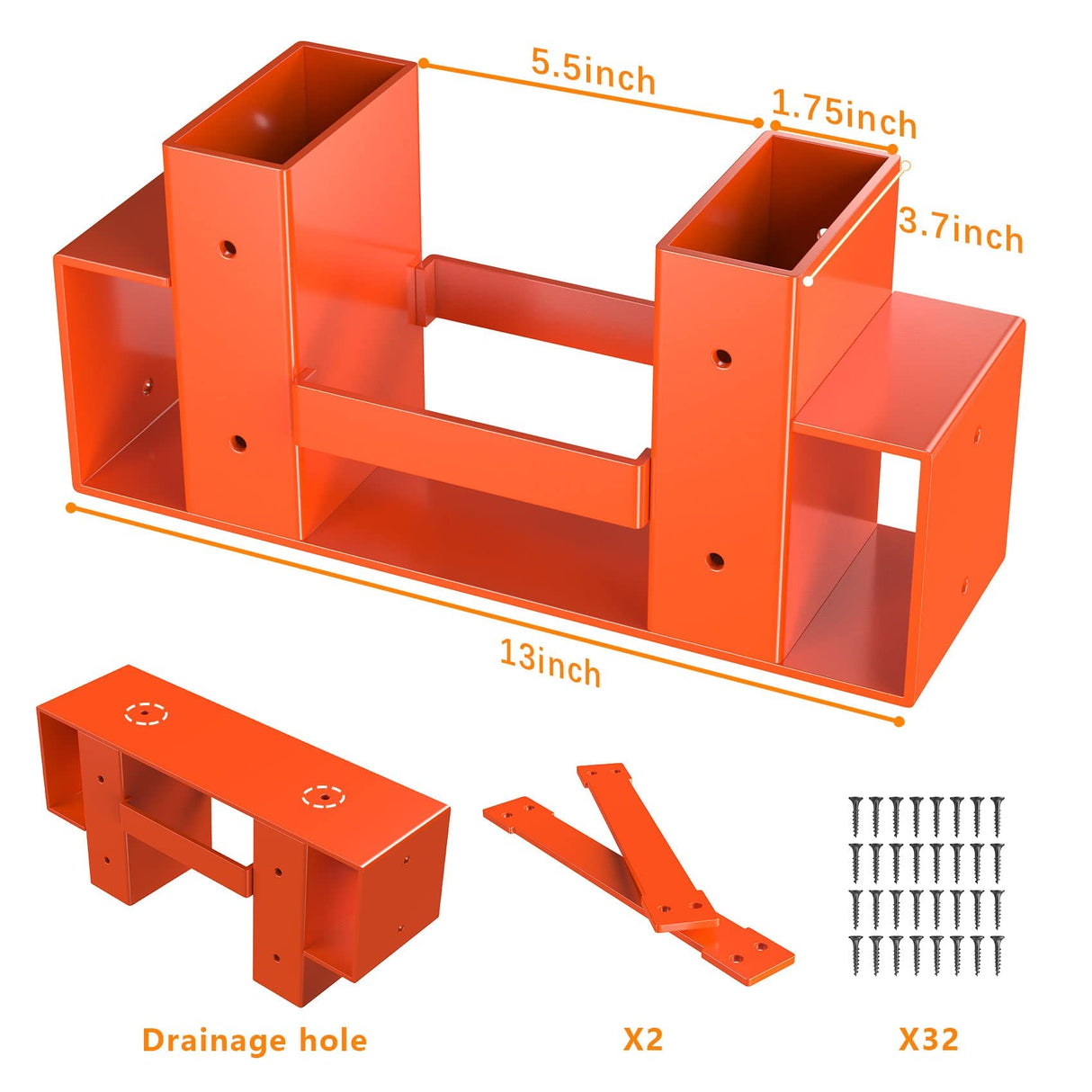 Mr IRONSTONE Firewood Log Storage Rack Bracket Kit, Adjustable Wood Rack Length Based on the Amount of Wood, for Outdoor Indoor Patio Deck Metal Log Holder Outdoor Tools with 34 Accessories Orange Mr IRONSTONE