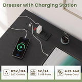 Hasuit Black Dresser for Bedroom with Charging Station, Wooden Large Capacity Storage Chest of Drawers with LED Lights, Modern Wide 6 Drawer Dresser with Woven Leather Design for Bedroom, Living Room Hasuit