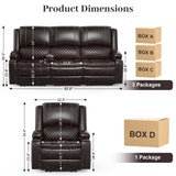 Yolsali 3 Seater Recliner Sofa Set with 2-Tier Cushion, 3+1 Pieces in Living Room, 3 Seater Reclining Couch Leather with Removable Console, 1 Oversize Recliner Chair Sofa Seat Yolsali