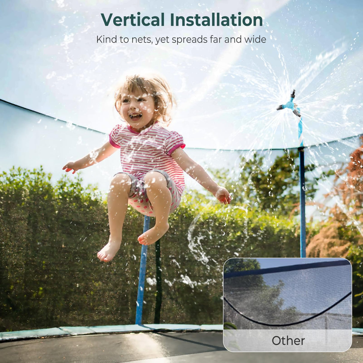 Lyromix Trampoline Accessories Kit, Trampoline Sprinkler, 50FT Solar Lights and Stakes, Non-Damaging to Net, Features 8 Light Modes, Compatible with 8 10 12 14 15 16FT Trampolin Lyromix