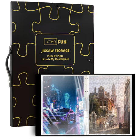 LOTMOFUN Puzzle Storage Folder for 1000 Pieces, Portable Large Capacity Jigsaw Puzzle Organizer with 25 Pockets for 50 Sets Puzzle Folder, Dustproof and Protective Puzzles Accessories LOTMOFUN