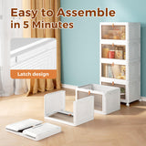 4 Tier Stackable Plastic Storage Bins with Lid and Wheels - 23 QT Closet Organizers and Storage, Foldable Storage Containers, Organization and Storage Boxes for Craft, Home, Pantry, Office, Dorm Wise Oannes