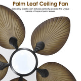 Wiviniya Tropical Ceiling Fans with Lights, 44 Inch Indoor Outdoor Palm Leaf Ceiling Fan for Patios Porch Bedroom, Remote/APP Control, Dimmable, 6 Speeds, Reversible, Wood Grain Wiviniya