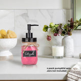 Onsogi Regular Mouth Plastic Mason Jar Soap Dispenser Pumps and Lids- Rust-Proof Mason Jar Accessories Rustic Farmhouse Kitchen Counter Top Bathroom Decor and Organization - 4 Pack onsogi