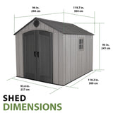 Lifetime Outdoor Storage Shed, 8 x 10 Foot, Gray Lifetime