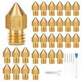 LAIHIFA 30PCS 3D Printer Nozzles, High Temperature&Wear Resistance, Better Thermal Conductivity Brass 3D Printer Nozzle 0.2mm, 0.3mm, 0.4mm, 0.5mm, 0.6mm, 0.8mm, 1.0mm for MK8, Ender 3, Creality CR10 LAIHIFA