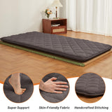 Aircliff Japanese Floor Futon Mattress, Tatami Mat Sleeping Pad, Shikibuton, Mattress Topper, Boys Girls Roll Up Dormitory Mattress, Foldable & Portable Floor Lounger Bed, Guest Bed (Grey, Twin) Aircliff