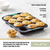 Trudeau Structured Silicone Muffin Pan, Pan-12 Cup, Grey/Mint Trudeau
