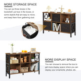 HOMISSUE 6 Cube Storage Organizer Shelf, Rustic Short Bookshelf with 3 Cubby Bin, Industrial Horizontal Bookshelves with Metal Frame, Low and Wide Bookcase for Living Room and Office, Brown HOMISSUE