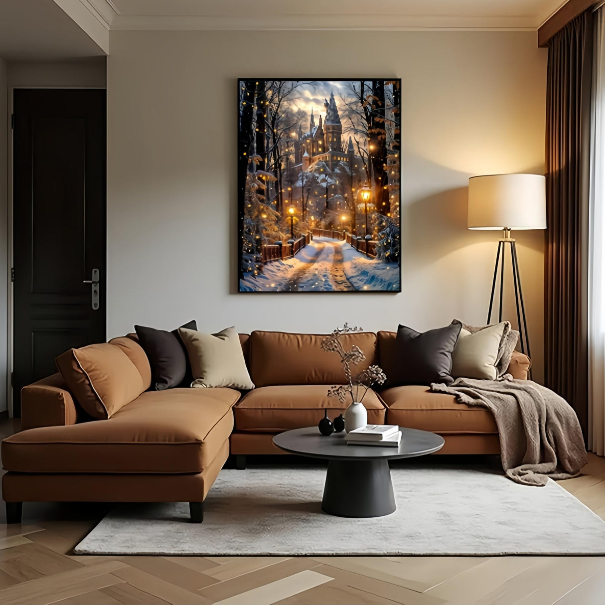 Christmas Castle Diamond Paintings Kits for Beginners, Diamond Arts Kits for Adults, Winter Street Landscape Paint by Diamonds, 5D DIY Full Round Drill Dot Gem Art for Home Wall Decor 11.8x15.8inch GXGLLPZBY