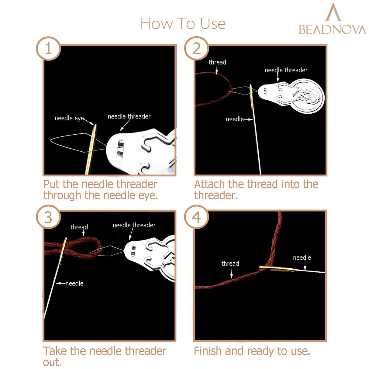 BEADNOVA Embroidery Needle Threader Tool 50pcs Aluminum Sewing Machine Needle Threader for Hand Sewing Cross Stitch Craft Knitting Quilting (50pcs) BEADNOVA