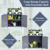 Garvee Outdoor Potting Bench Table, Wooden Gardening Furniture with Metal Tabletop and Storage Cabinet, Horticulture Workstation with Adjustable Shelf for Garden, Patio, Backyard, Greenhouse Garvee